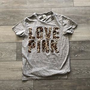 WOMENS - grey PINK t shirt with cheetah print